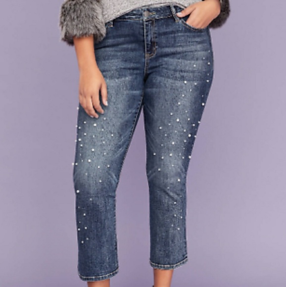 Lane Bryant Denim - LANE BRYANT Pearl & Sparkle KICK BOOT Jeans 28W A7
